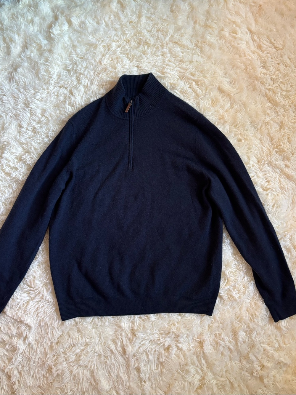 Nordstrom 100% Cashmere Quarter Zip Sweater Navy Men’s L